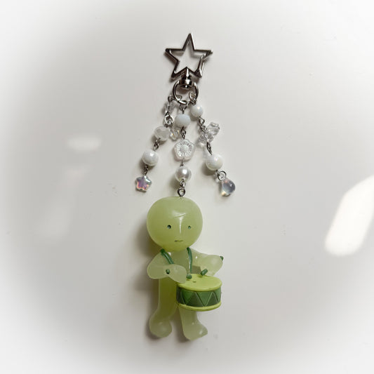 White Beaded Smiski Keychain