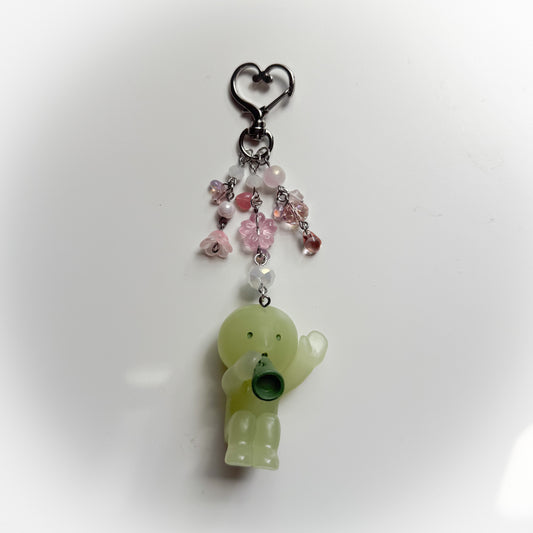 Pink Beaded Smiski Keychain
